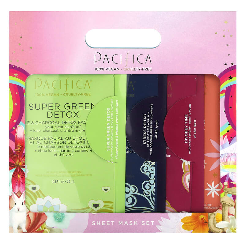 Pacifica, Beauty Sheet Mask Set, 4 Sheets