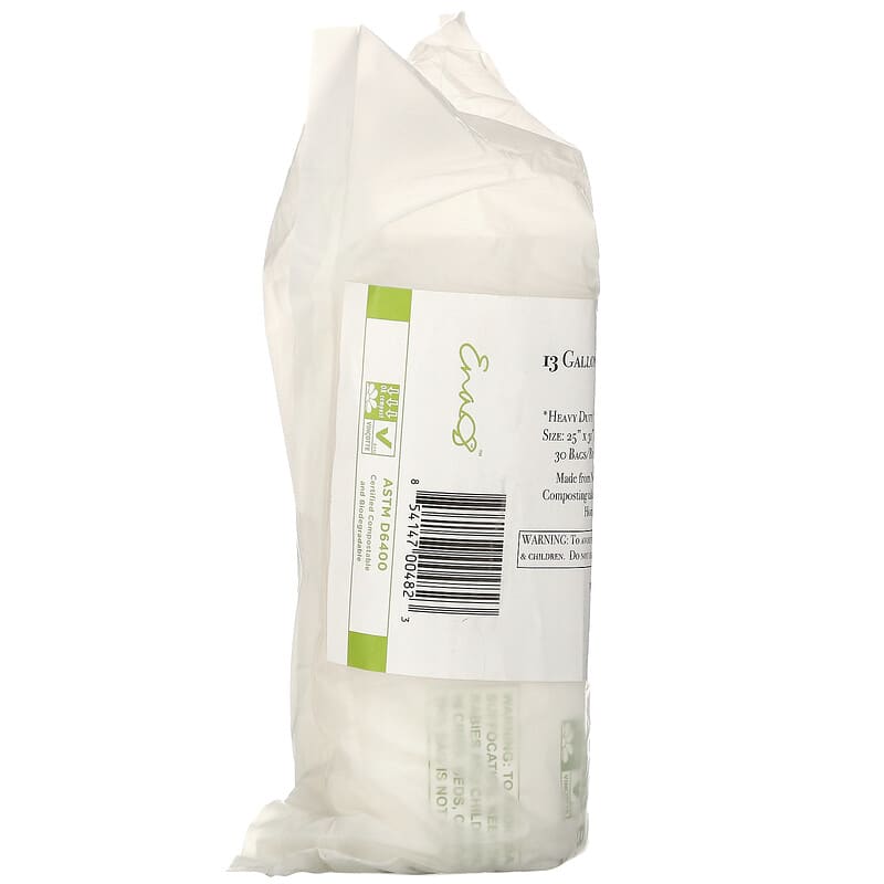 Earth's Natural Alternative, 13 Gallon Compostable Kitchen Trash Bags, 30 Bags