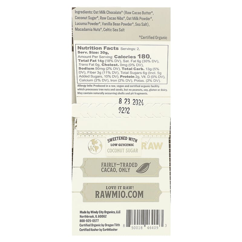 Rawmio, Macadamia Sea Salt Bark, 2.12 oz (60 g)