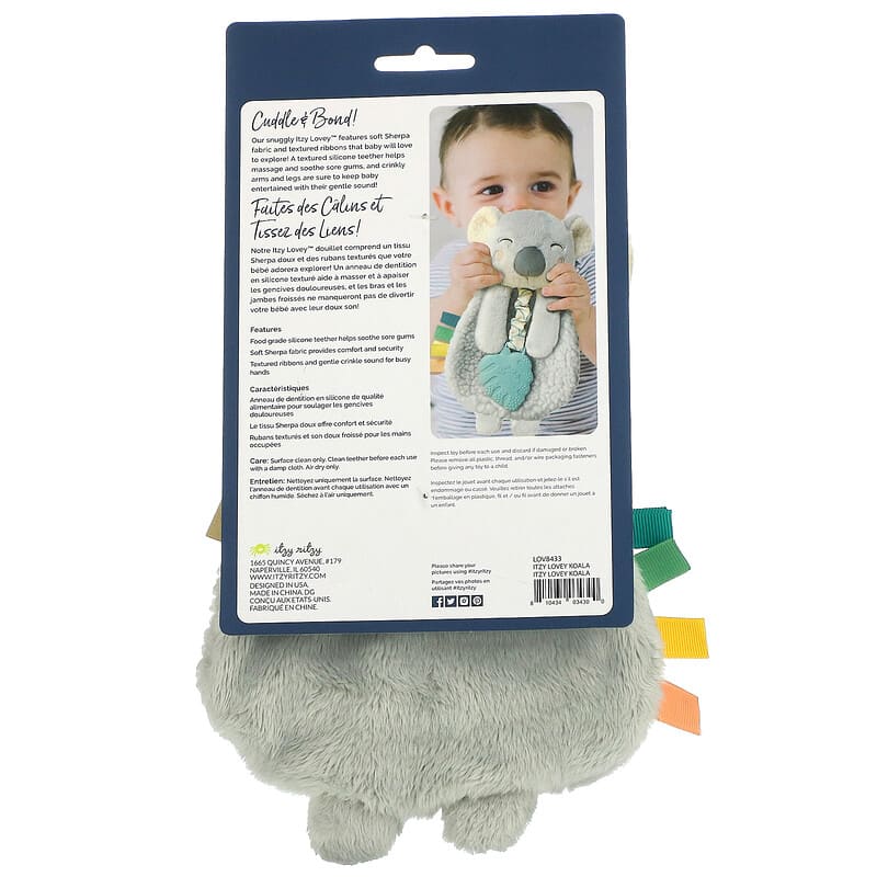 itzy ritzy, Itzy Lovey, Plush Lovey with Silicone Teether, 0+ Months, Koala, 1 Teether