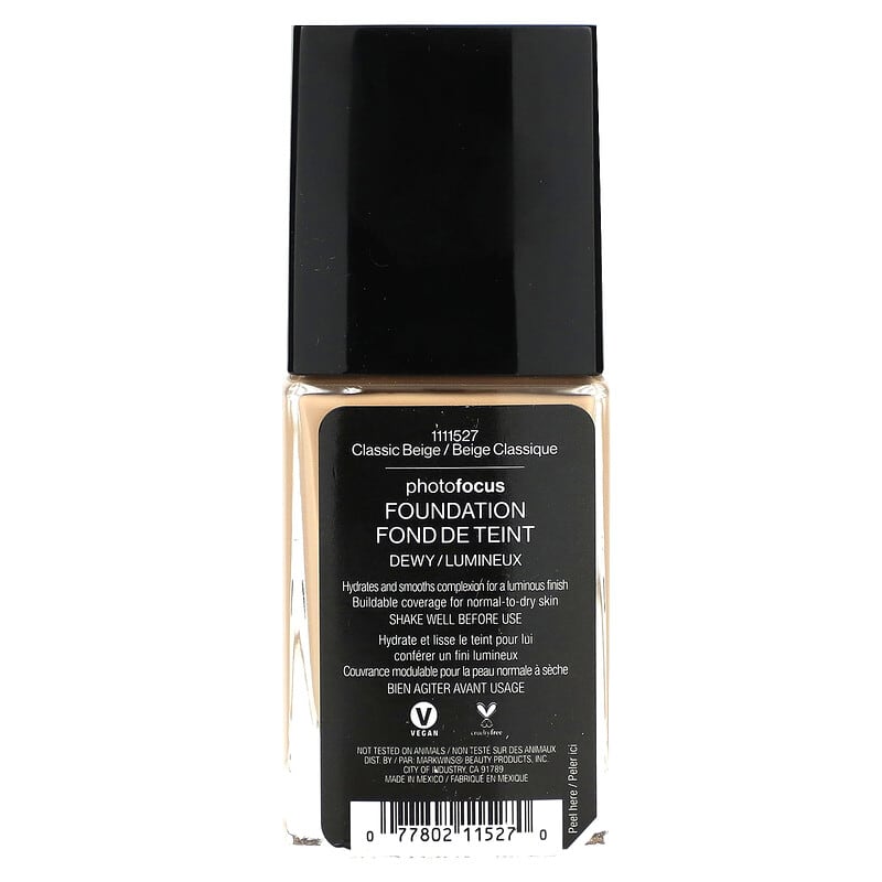 wet n wild, PhotoFocus Foundation, Dewy, Classic Beige, 0.95 fl oz (28 ml)