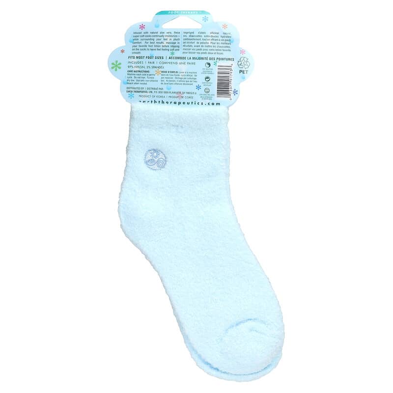 Earth Therapeutics, Aloe Moisture, Aloe Socks, Blue, 1 Pair