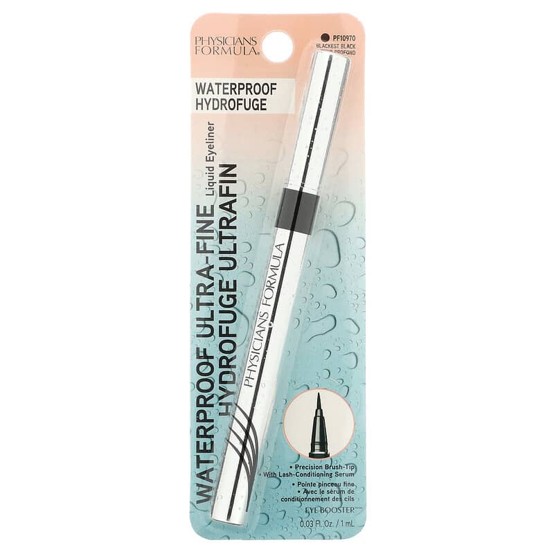 Physicians Formula, Eye Booster, Waterproof Ultra-Fine Liquid Eyeliner, Blackest Black, 0.03 fl oz (1ml)