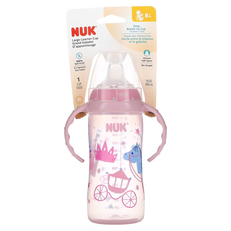 NUK, Large Learner Cup, 8+ Months, Pink, 1 Pack, 10 oz (300 ml)