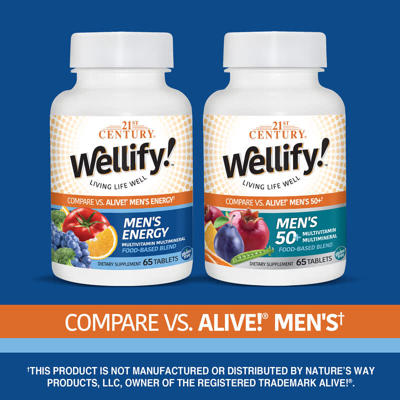 21st Century, Wellify! Men's Energy, Multivitamin Multimineral, 65 Tablets