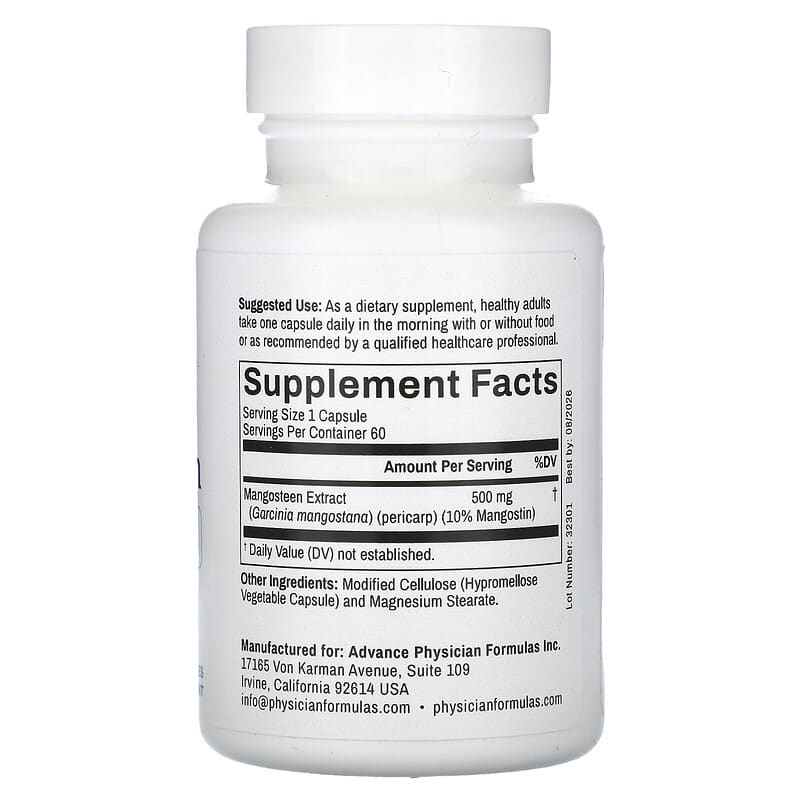 Advance Physician Formulas, Inc., Mangosteen, 500 mg, 60 Capsules