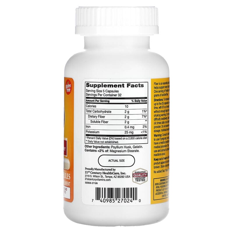 21st Century, Psyllium Fiber, 160 Capsules