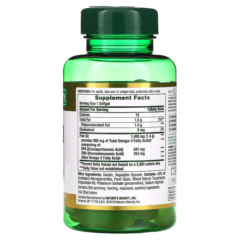 Nature's Bounty, Odor-Less Fish Oil, 1400 mg, 39 Coated Softgels