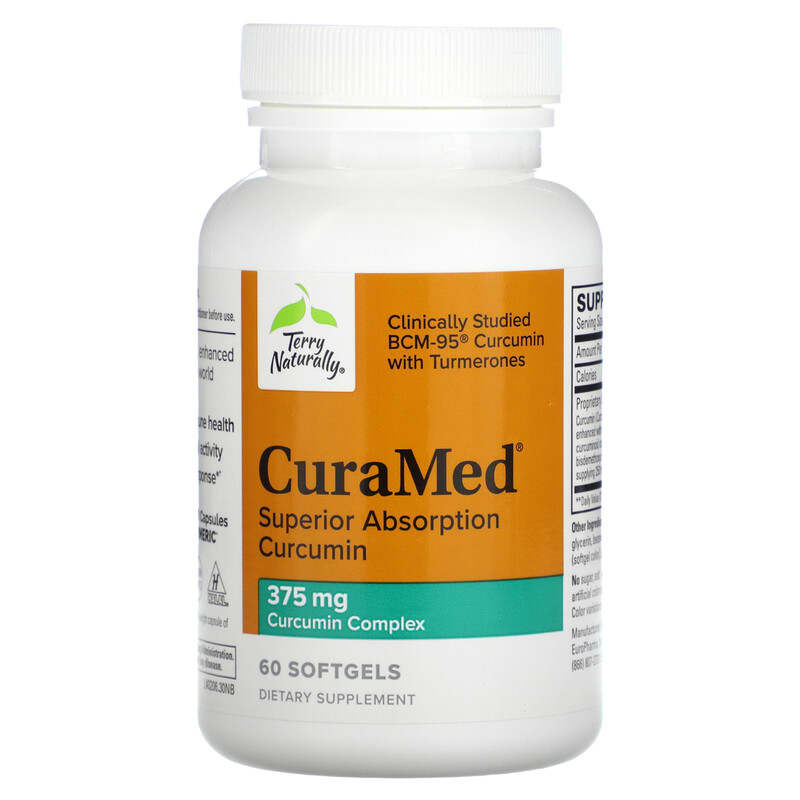 Terry Naturally, CuraMed, Superior Absorption Curcumin, 375 mg, 60 Softgels