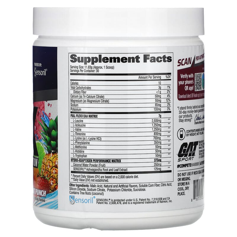 GAT, Flexx EAAs + Hydration, Fruit Punch, 12.5 oz (345.9 g)