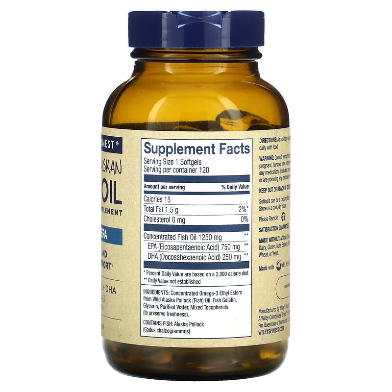 Wiley's Finest, Wild Alaskan Fish Oil, Peak EPA, 120 Softgels