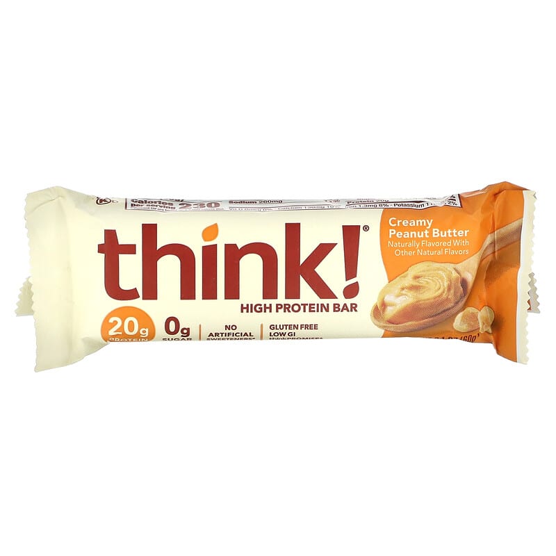 Think !, High Protein Bars, Creamy Peanut Butter, 10 Bars, 2.1 oz (60 g) Each