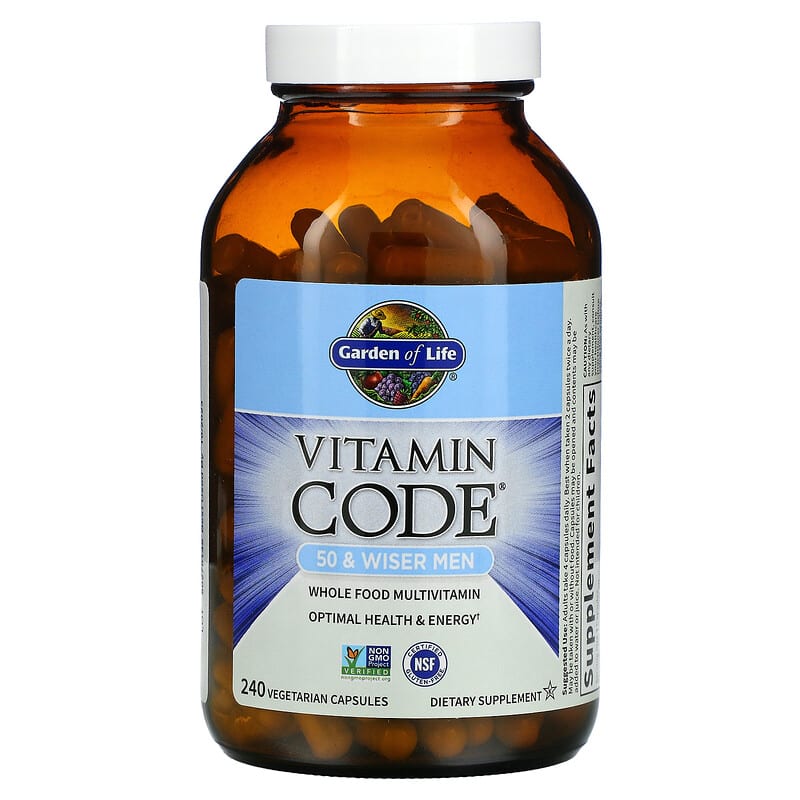 Garden of Life, Vitamin Code, 50 & Wiser Men, Whole Food Multivitamin, 240 Vegetarian Capsules