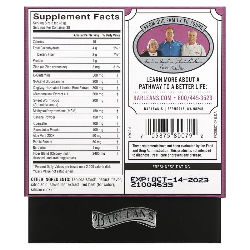 Barlean's, Platinum Intestinal Repair, Mixed Berry , 6.35 oz (180 g)