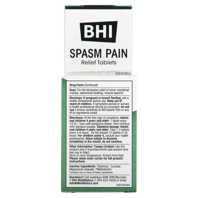 MediNatura, BHI, Spasm Pain, 100 Tablets