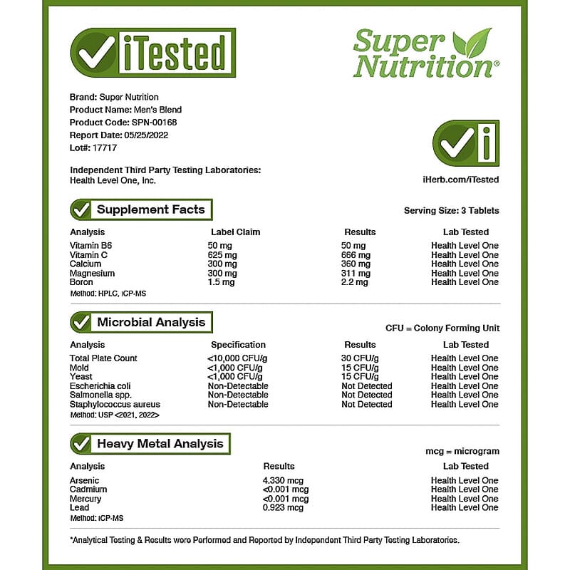 Super Nutrition, Men's Blend, Antioxidant-Rich Multivitamin Plus Whole Food Power Blend, Iron Free, 180 Tablets