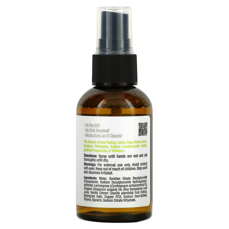 Mild By Nature, On The Go Hand Cleanser, Alcohol-Free, Lemongrass, 2 fl oz (60 ml)