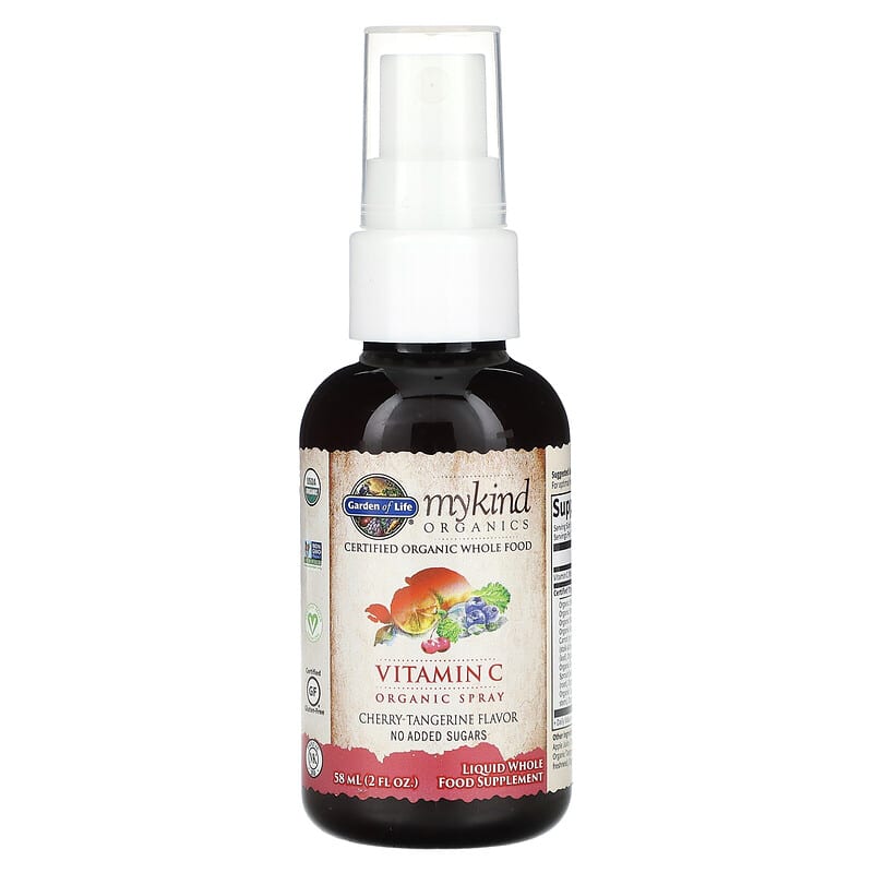 Garden of Life, MyKind Organics, Vitamin C Organic Spray, Cherry-Tangerine, 2 fl oz (58 ml)