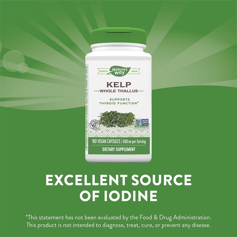 Nature's Way, Kelp, Whole Thallus, 600 mg, 180 Vegan Capsules