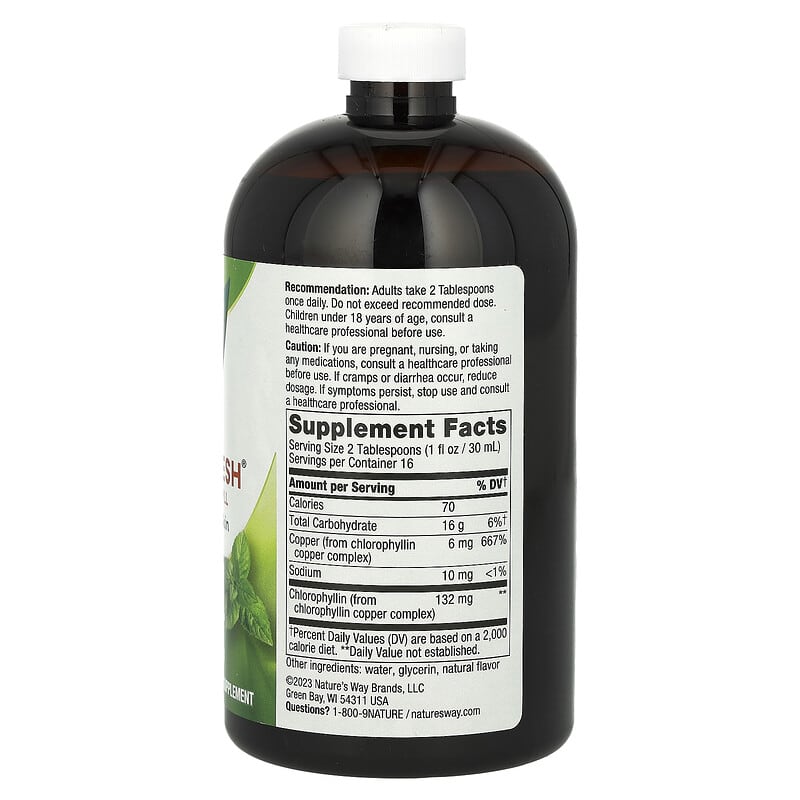 Nature's Way, Chlorofresh, Liquid Chlorophyll, Mint, 132 mg, 16 fl oz (480 ml)