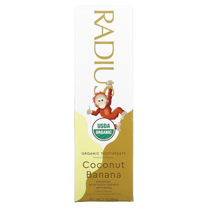 RADIUS, Organic Toothpaste with Erythritol, 6 Months and Up, Coconut Banana, 3 oz (85 g)