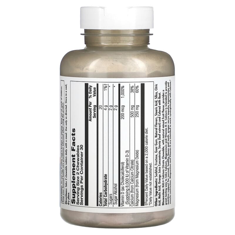 KAL, Calcium Citrate+, Mixed Fruit, 60 Chewables