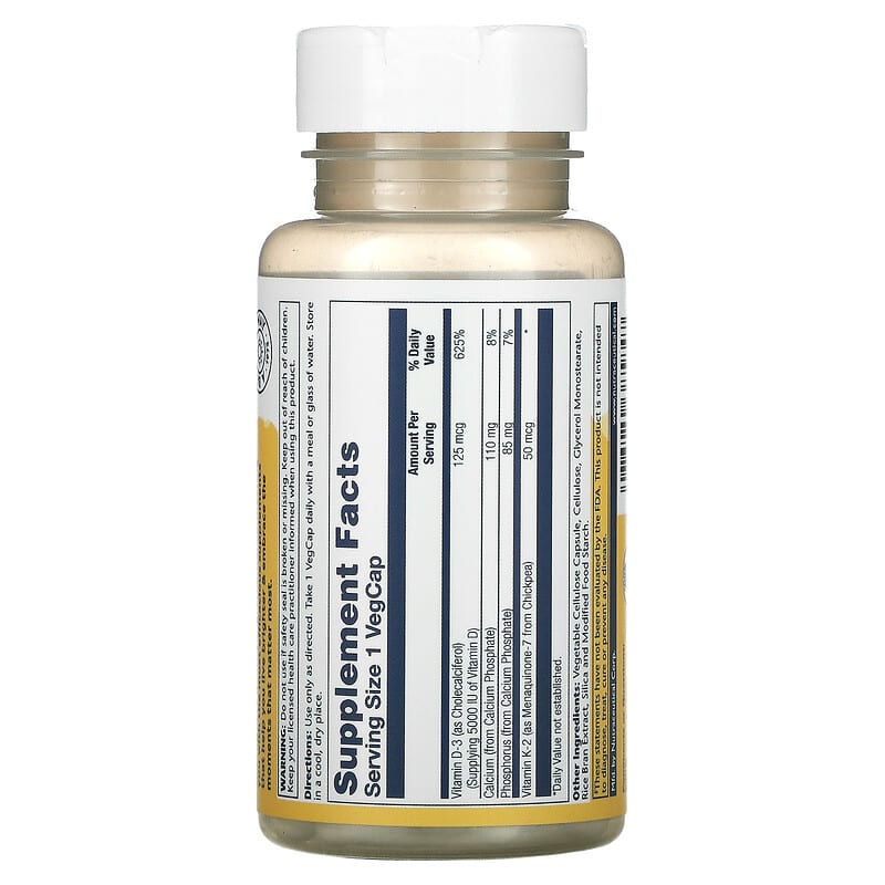 Solaray, Vitamin D3 + K2, 60 VegCaps