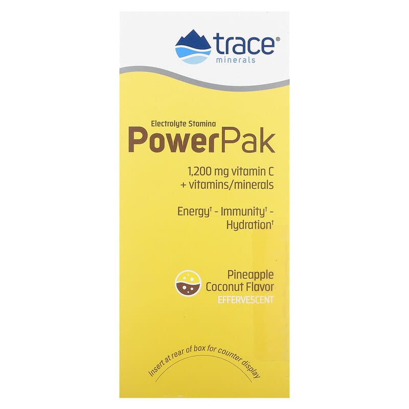 Trace Minerals ®, Electrolyte Stamina PowerPak, Pineapple Coconut, 30 Packets, 0.22 oz (6.1 g) Each