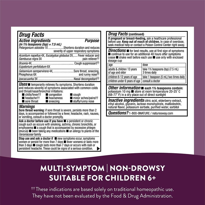 Nature's Way, Umcka, Cold+Flu, Elderberry Soothing Syrup, Berry, 4 fl oz (120 ml)