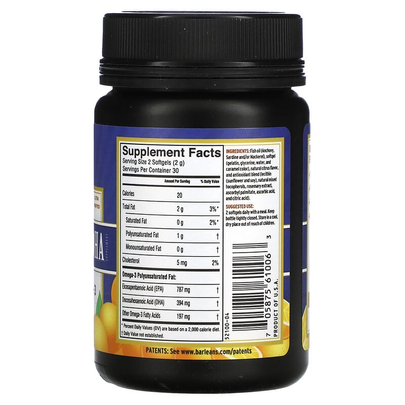 Barlean's, Fresh Catch Fish Oil, Omega-3, Ultra EPA/DHA, Orange , 60 Softgels