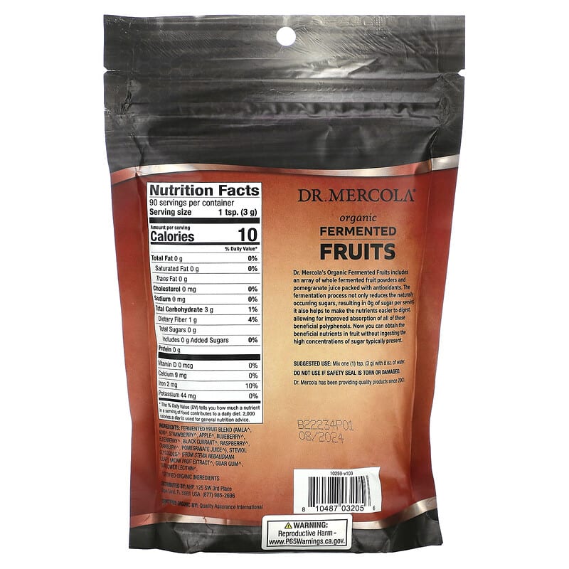 Dr. Mercola, Organic Fermented Fruits, 9.5 oz (270 g)