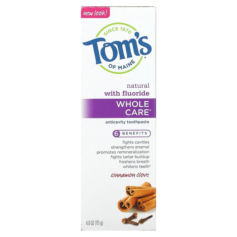 Tom's of Maine, Whole Care, Natural Anticavity Toothpaste with Fluoride, Cinnamon Clove, 4 oz (113 g)