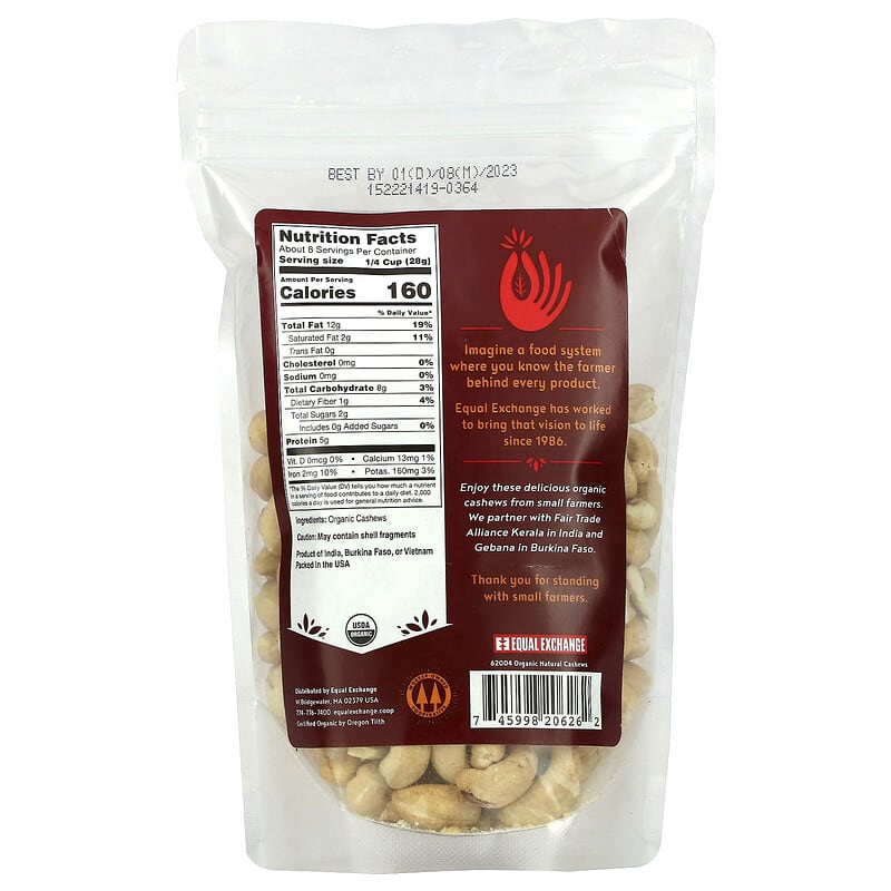 Equal Exchange, Organic Natural Cashews, 8 oz (227 g)