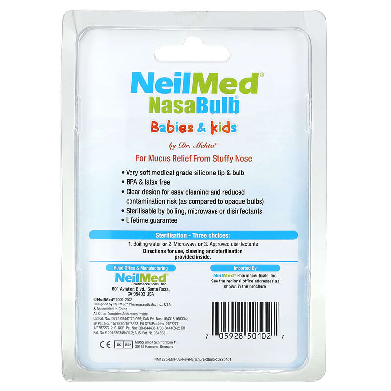 NeilMed, Babies & Kids, NasaBulb, Nasal Aspirator, 2 Aspirators, 1.69 oz (50 ml) Each