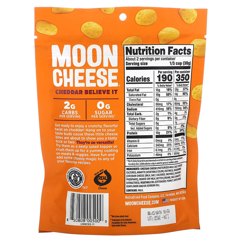 Moon Cheese, Crunchy Cheese Bites, Cheddar Believe It, 2 oz (57 g)