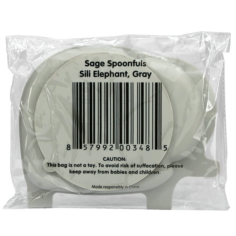 Sage Spoonfuls, Sili Elephant Plate, Gray, 1 Count