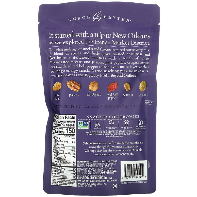 Sahale Snacks, Snack Mix, Creole Bean + Nut, 4 oz (113 g)