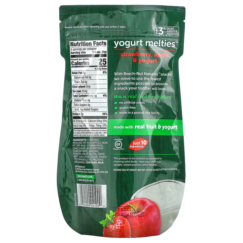 Beech-Nut, Yogurt Melties, 8+ Months, Strawberry, Apple & Yogurt, 1 oz (28 g)