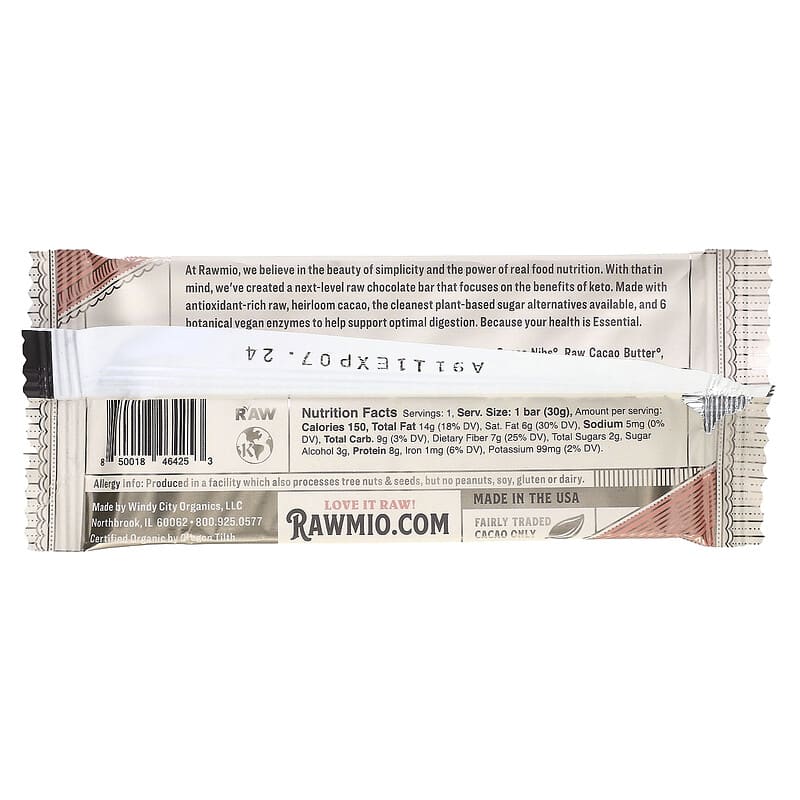 Rawmio, Essential Bar, Organic Raw Chocolate, 72% Cacao, Keto, 1.1 oz (30 g)