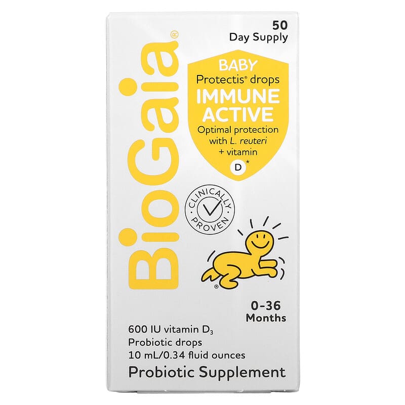 BioGaia, Baby Protectis Drops, Immune Active, 0-36 Months, 600 IU, 0.34 fl oz (10 ml)