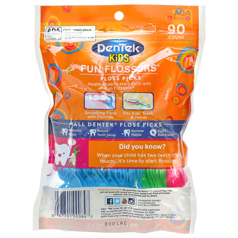 DenTek, Kids Fun Flossers, Wild Fruit, 90 Floss Picks