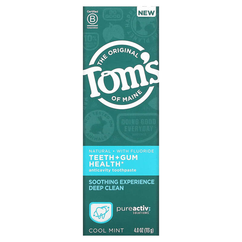 Tom's of Maine, Teeth + Gum Health Anticavity Toothpaste, Cool Mint, 4 oz (113 g)