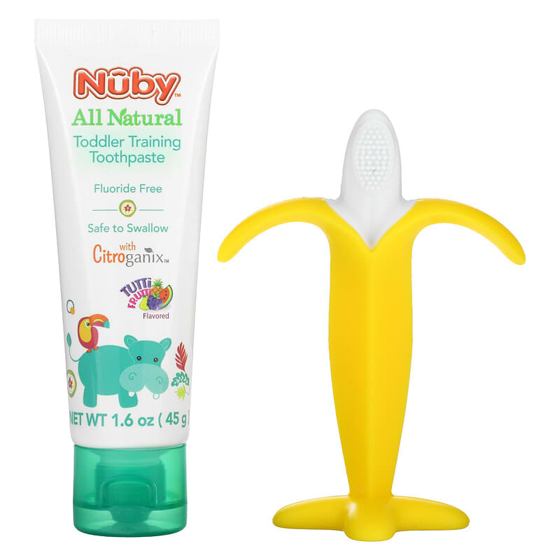 Dr. Talbot's, Toddler Training Toothpaste with Banana Toothbrush, 6 m+, Tutti Frutti, 2 Piece Set