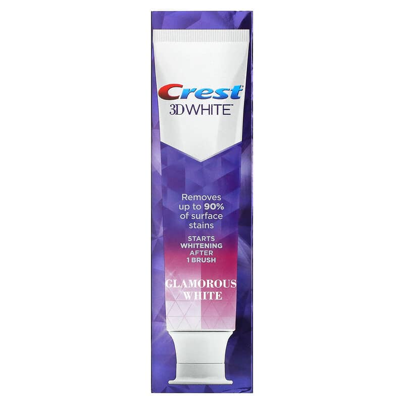 Crest, 3D White, Fluoride Anticavity Toothpaste, Glamorous White, 3.8 oz (107 g)