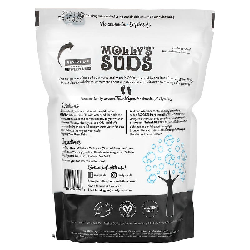 Molly's Suds, Laundry Powder, Ultra Concentrated, Unscented, 47 oz (1.33 kg)