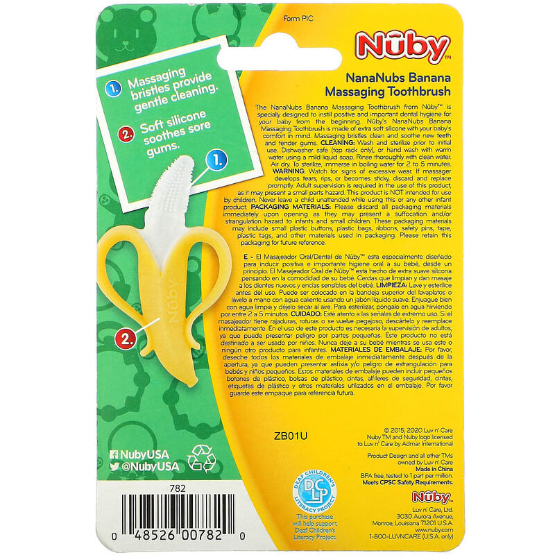 Nuby, NanaNubs Banana Massaging Toothbrush, 3+ Months, 1 Brush