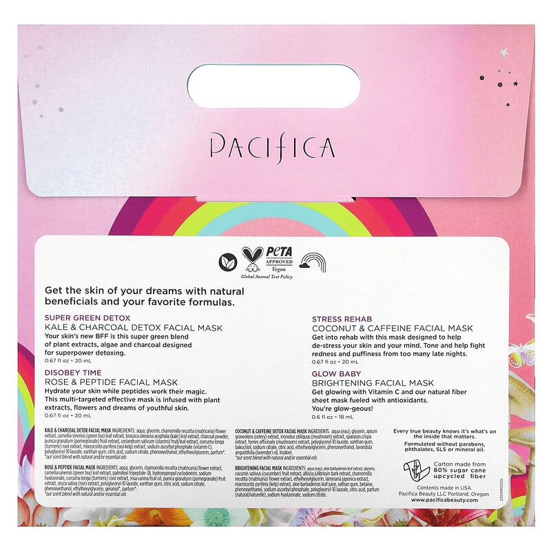 Pacifica, Beauty Sheet Mask Set, 4 Sheets