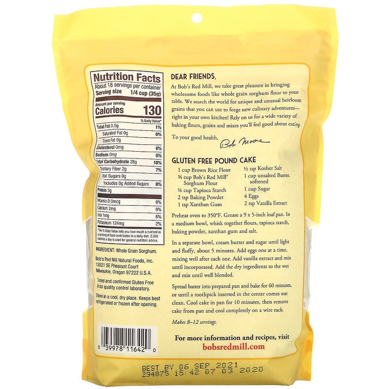 Bob's Red Mill, Stone Ground Sorghum Flour, 22 oz ( 624 g)