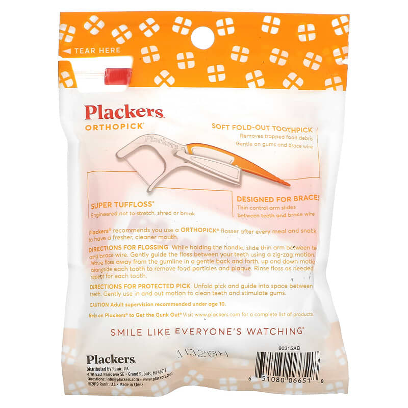 Plackers, Orthopick, Dental Flossers, 36 Count