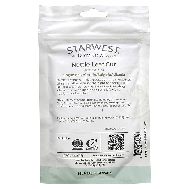 Starwest Botanicals, Nettle Leaf Cut, 0.49 oz (13.9 g)